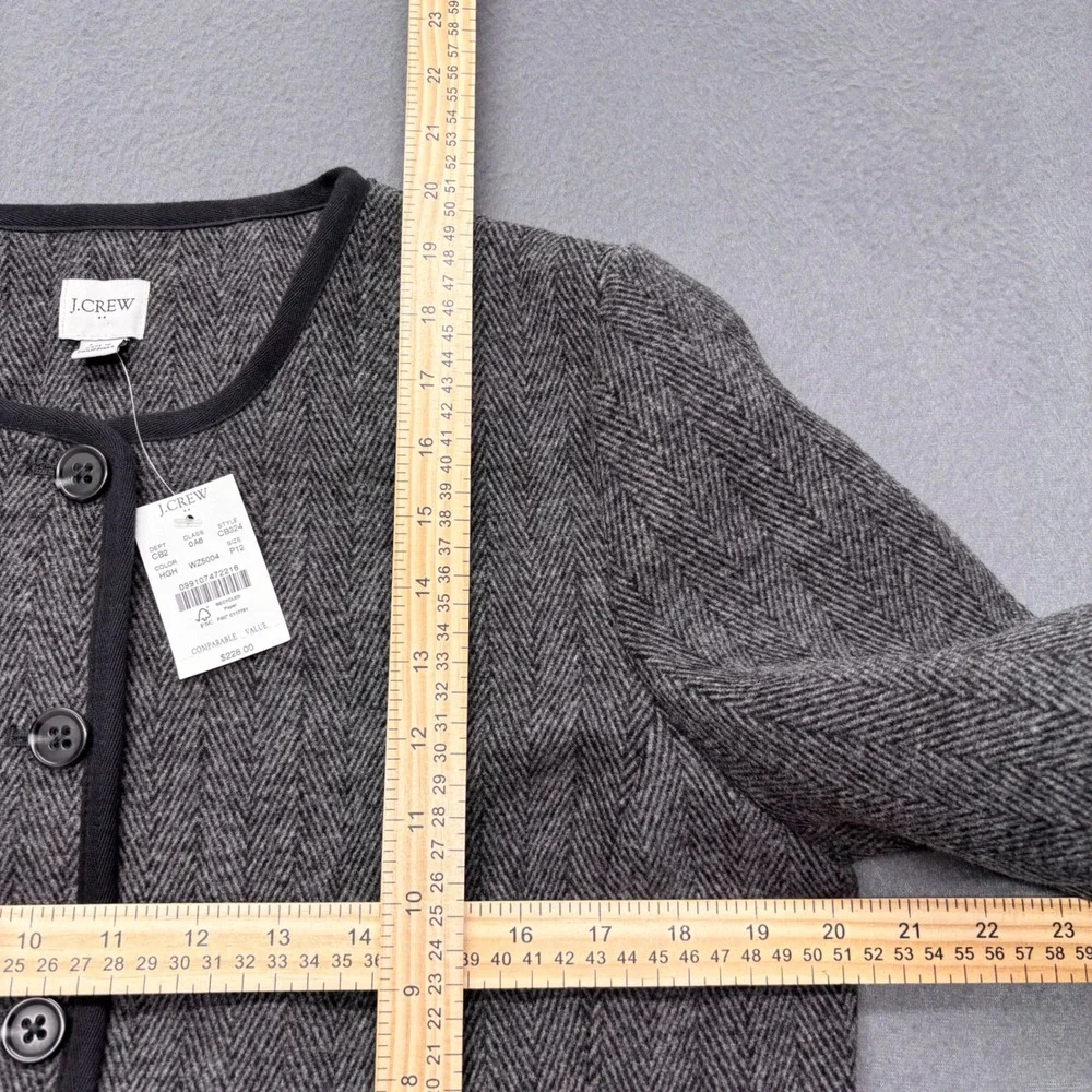 J. Crew NWT Herringbone Cropped Blazer Jacket Heathered‎ Grey Size 12P Career